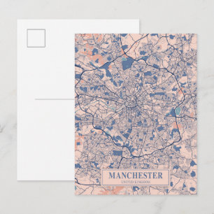 Cartão Postal Mapa de viagem da cidade ventosa de Manchester Rei