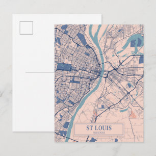 Cartão Postal Mapa de viagem da cidade ventosa de St Louis Misso