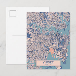 Cartão Postal Mapa de viagem da cidade ventosa de Sydney Austrál