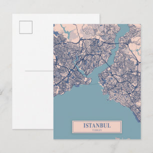 Cartão Postal Mapa de viagem da cidade ventosa Istambul Turquia