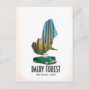 Cartão Postal Mapa de viagem da Floresta Dalby North Yorkshire
