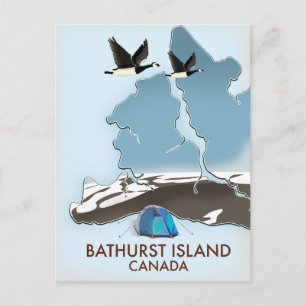 Cartão Postal Mapa de Viagem da Ilha Bathurst Canada