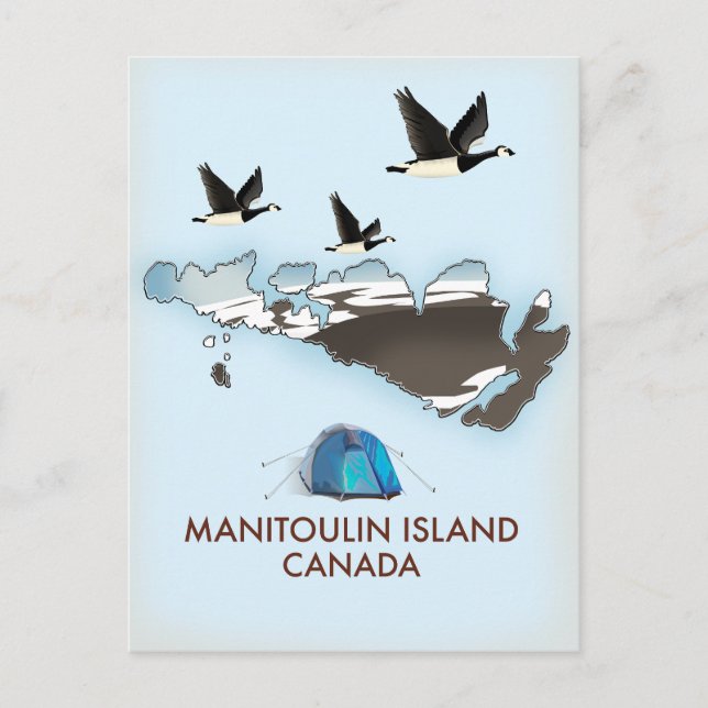 Cartão Postal Mapa de viagem da Ilha Bathurst Canadá (Frente)