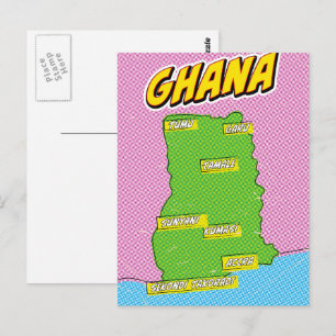 Cartão Postal Mapa de viagem de Gana