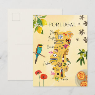 Cartão Postal Mapa de viagem de Portugal - cultura, natureza, at