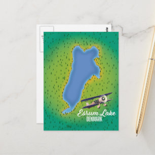 Cartão Postal Mapa de viagem do Lago Esrum Dinamarca