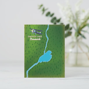 Cartão Postal Mapa de viagem do Lago Sminge Dinamarca