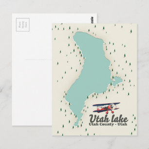Cartão Postal Mapa de viagem do Utah Lake, Utah