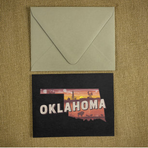 Cartão Postal Mapa de viagem ilustrado do estado vintage Oklahom