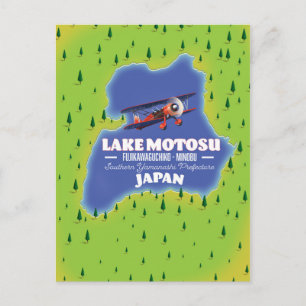 Cartão Postal Mapa de Viagem japonês do lago Motosu.