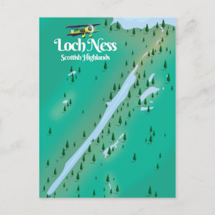 Cartão Postal Mapa de viagem Loch Ness Terras Altas da Escócia