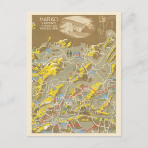 Cartão Postal Mapa de Vinho do Porto de Portugal