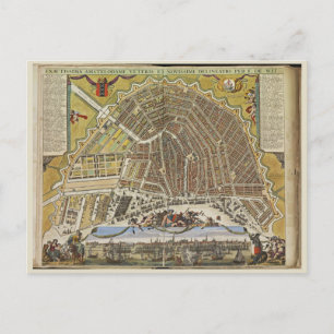 Cartão Postal Mapa de Vintage Amsterdam