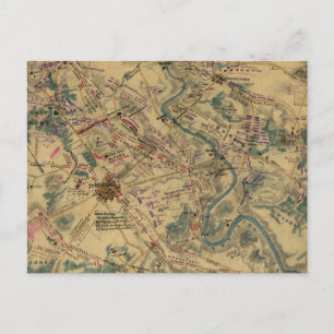 Cartão Postal Mapa de Vintage Antietam Battlefield (1862)