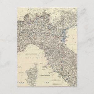 Cartão Postal Mapa de Vintage da Itália Norte (1861)