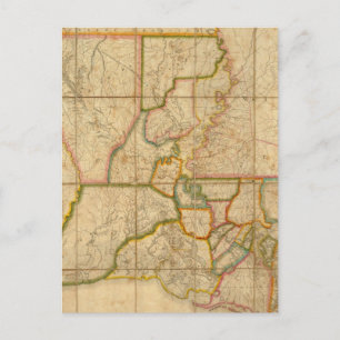 Cartão Postal Mapa de Vintage da Louisiana (1816)