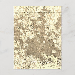 Cartão Postal Mapa de Vintage de Maryland Baltimore
