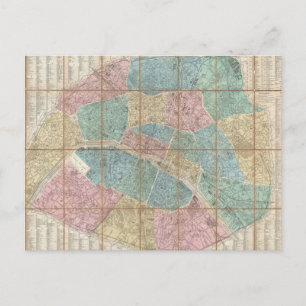 Cartão Postal Mapa de Vintage de Paris (1867)