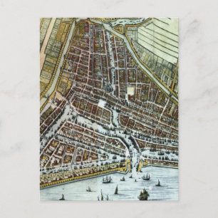 Cartão Postal Mapa de Vintage de Roterdão, Países Baixos (1649)