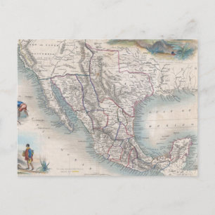Cartão Postal Mapa de Vintage do México (1851)