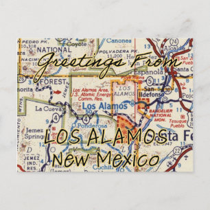 Cartão Postal Mapa de Vintage do NM de Los Alamos