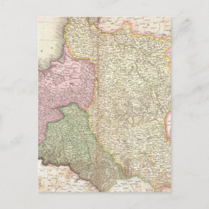 Cartão Postal Mapa de Vintage do Polônia (1818)