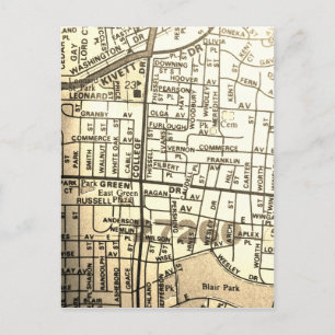 Cartão Postal Mapa de Vintagem de Alta Ponta, NC