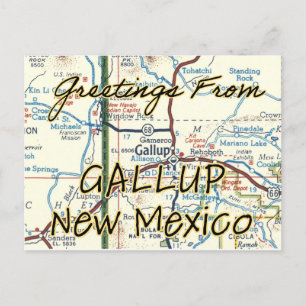 Cartão Postal Mapa de Vintagem do NM Gallup