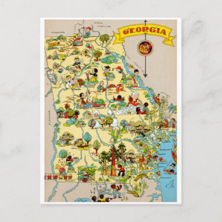 Cartão Postal Mapa de Vintagens da Geórgia
