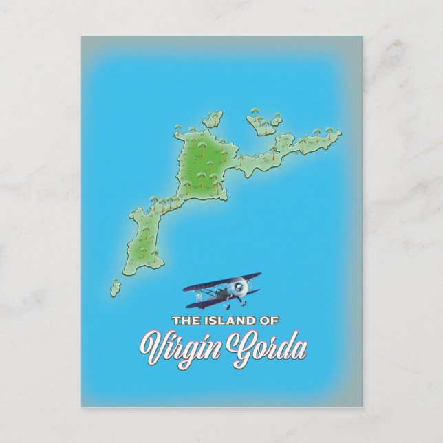 Cartão Postal Mapa de Virgin Gorda (Frente)