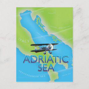 Cartão Postal Mapa de voo do mar Adriático