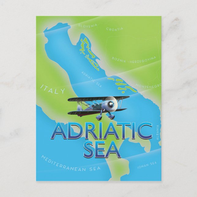 Cartão Postal Mapa de voo do mar Adriático (Frente)