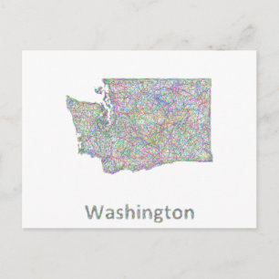 Cartão Postal mapa de Washington