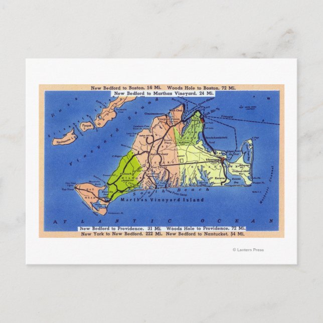 Cartão Postal Mapa detalhado da ilha (Frente)