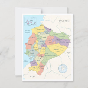 Cartão Postal Mapa detalhado do Equador