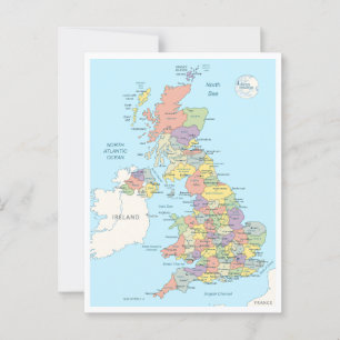 Cartão Postal Mapa detalhado do Reino Unido