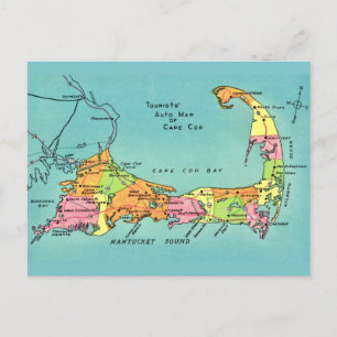Cartão Postal Mapa do Antigo Cabo Cod