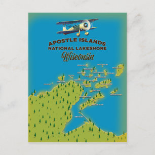 Cartão Postal mapa do Apostle Islands National Lakeshore