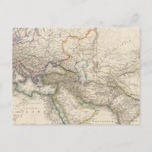 Cartão Postal Mapa do Atlas África, Europa e Ásia Ocidental