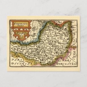 Cartão Postal Mapa do Atlas Antiquário do Condado de Somerset, I
