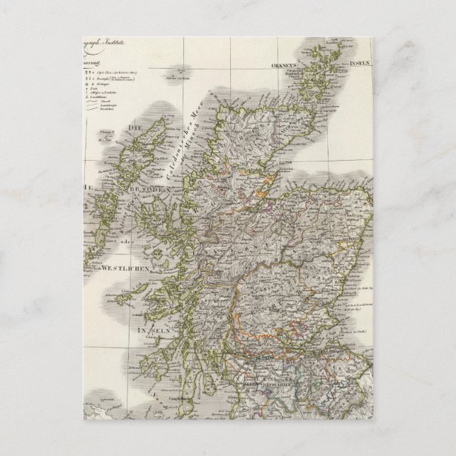 Cartão Postal Mapa do Atlas da Escócia (Frente)