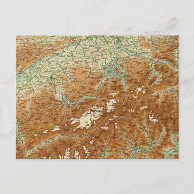 Cartão Postal Mapa do Atlas de suiça (Frente)