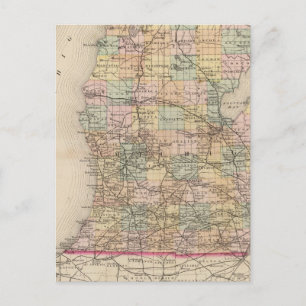 Cartão Postal Mapa do Atlas do Estado de Michigan