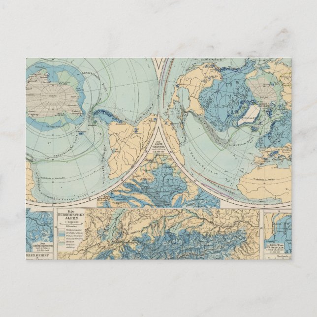 Cartão Postal Mapa do Atlas Eisverbreitung (Frente)