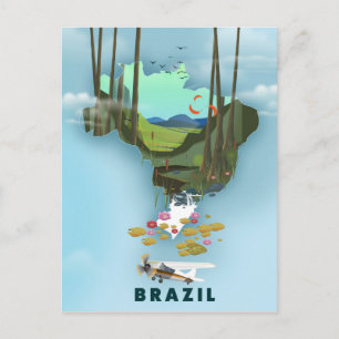 Cartão Postal Mapa do Brasil - poster de viagens Ilustrado