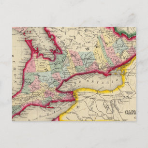 Cartão Postal Mapa do Canadá Ocidental em Condados