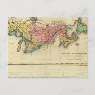 Cartão Postal Mapa Do Canadá Superior E Inferior