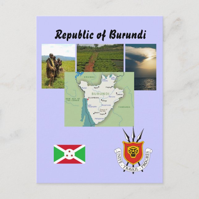 Cartão Postal Mapa do Cartaz do Burundi (Frente)