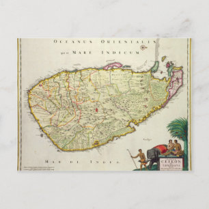 Cartão Postal Mapa do Ceilão de acordo com Nicolas Visscher