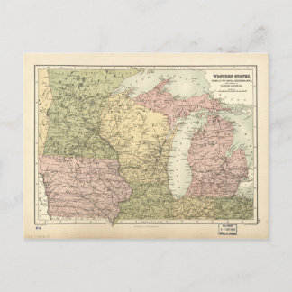 Cartão Postal Mapa do Centro-Oeste Americano (1873)